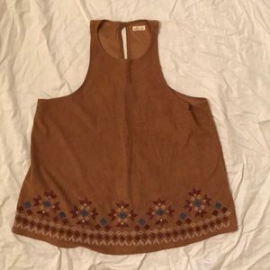 Suede embroidered tank top